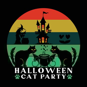 Best Halloween cat party t-shirt design vector