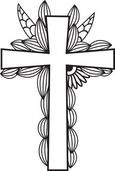 jesus cross in floral design, Catholic christian cross vector