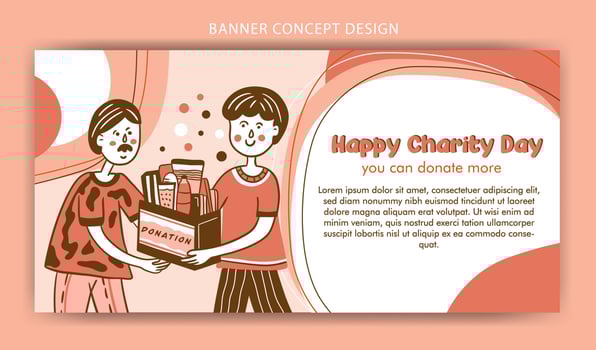 a pretty banner with cute illustration of charity day vector