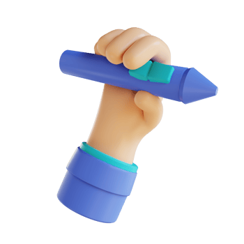 3d illustration hand and pen png
