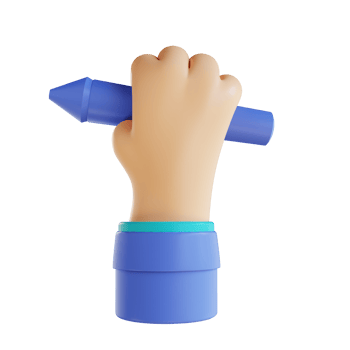 3d illustration hand and pen png