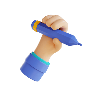 3d illustration hand and pencil png