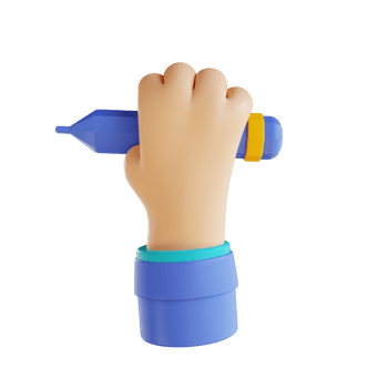 3d illustration hand and pencil png