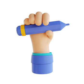 3d illustration hand and pencil png