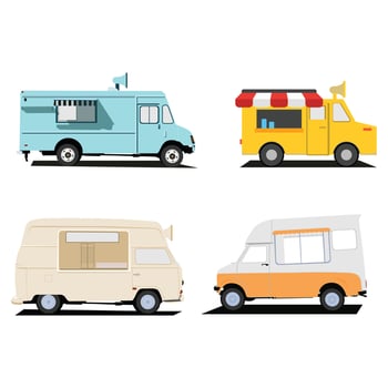 Food truck illustration flat vector designs