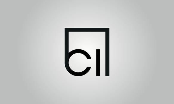 Letter CI logo design. CI logo with square shape in black colors vector free vector template.