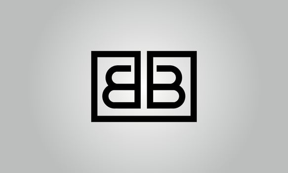 Letter BB logo design. BB logo with square shape in black colors vector free vector template.