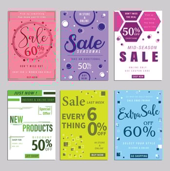 Set of promotion banners for social media sale. vector