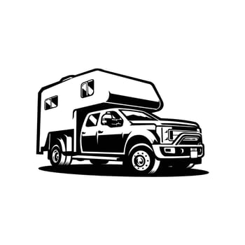 Camper truck overland 4x4 silhouette vector image illustration isolated in white background