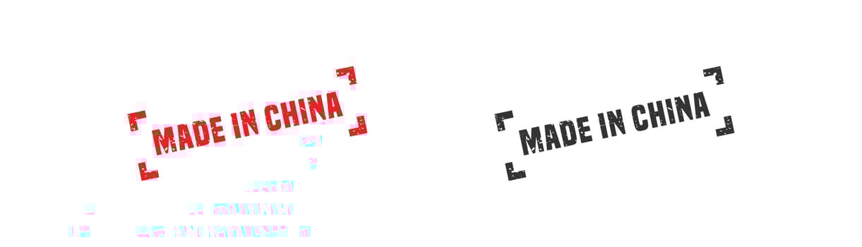 Made in china stamp rubber with grunge style on white background. vector