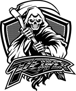 Angry Grim Reaper Shield Silhouette vector