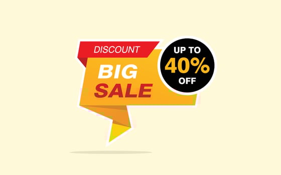 40 Percent discount offer, clearance, promotion banner layout with sticker badge. vector