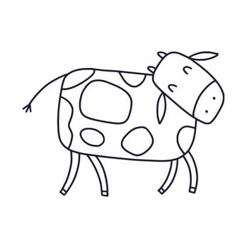 A cow drawn in the style of doodles vector