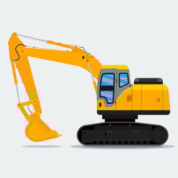 Editable Side View Yellow Excavator Vector Illustration for Construction Industry Related Design