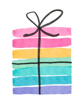 Watercolor gift box for birthday png