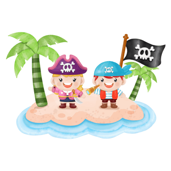 Kids pirate captain and sailor characters, watercolor Clipart png
