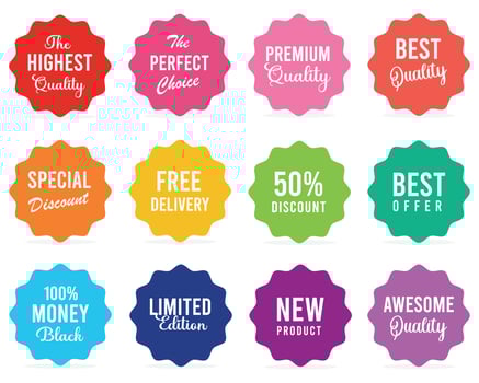 Set of Price tags. Promotional sale badge and retail paper stickers. vector