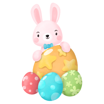 Happy Easter Watercolor Clipart, Rabbit and Egg png