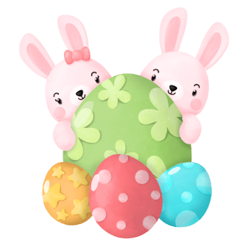 Happy Easter Watercolor Clipart, Rabbit and Egg png
