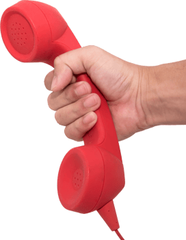 Hand holding red phone urgent call for you isolated png