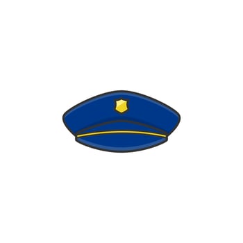 Cartoon police hat vector icon on white background