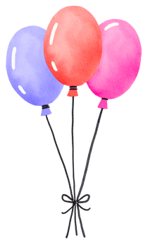Watercolor hand drawn colorful balloon png