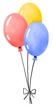 Watercolor hand drawn colorful balloon png