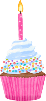 Watercolor colorful birthday cupcake png