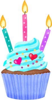 Watercolor colorful birthday cupcake png