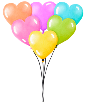 Watercolor heart colorful balloon for party png