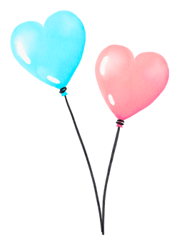 Watercolor heart colorful balloon for party png