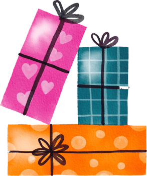 Watercolor gift box png