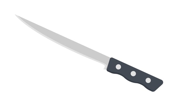 Kitchen fillet knife clipart vector illustration. Fillet knife with plastic handle flat vector design. Simple knife sign icon. Fillet knife cartoon clipart. Kitchen and cooking concept symbol