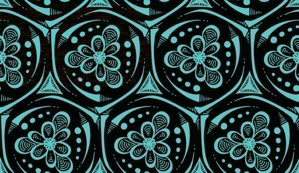 Seamless pattern with fantasy flowers, natural wallpaper, floral decoration curl illustration. Paisley print hand drawn elements. vector