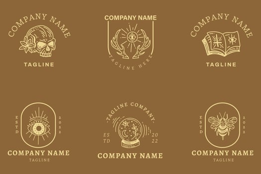 Mystical Gold Logo Symbol Templates Element Brown Pastel. vector