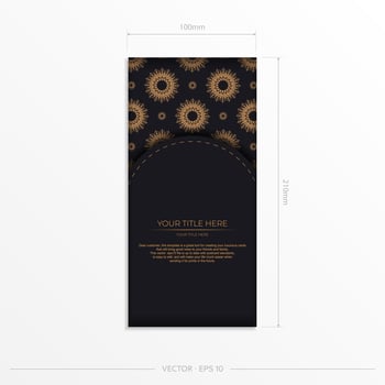 Black and gold card template with a gold pattern vector