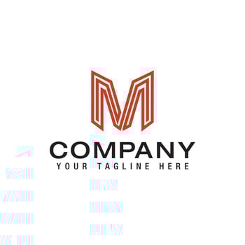 Letter M logo monogram Creative line art design Vector line logotype.