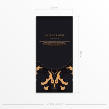 Stylish Preparing postcards in black with Indian patterns. Vector Template for print design of invitation card with mandala ornament.