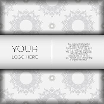 Preparing postcards in white with black patterns. Template for print design invitation card with mandala ornament. vector
