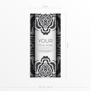 Luxurious postcard White colors with Indian ornaments. Vector design of invitation card with mandala patterns.