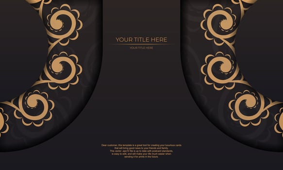 Black background gorgeous vector mandala patterns with vintage ornaments and place for your text. Invitation card design with mandala ornament.