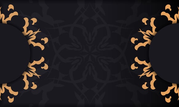 Black background with Indian vintage ornaments and place for your text. Invitation card design with mandala ornament. vector