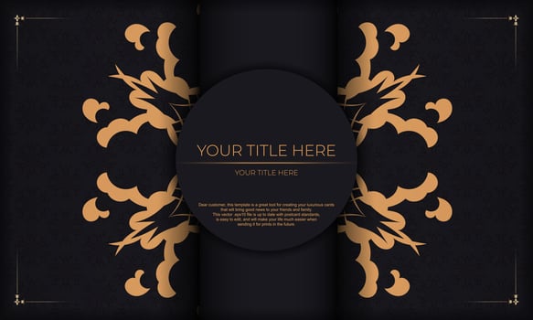 Black background with Indian vintage ornaments and place for your design. Template for print design invitation card with mandala ornament. vector