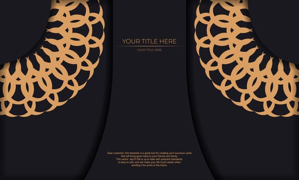 Template for design printable invitation card with luxurious patterns. Black template banner with greek luxury ornaments and place under the text. vector