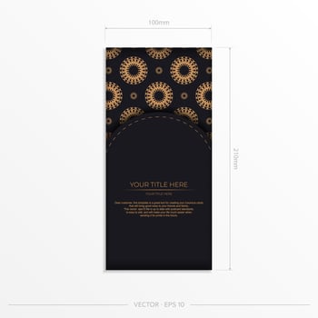 Preparing invitation card with vintage patterns.Stylish vector template for printable design postcard in black color with luxury greek