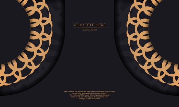 Invitation card design with luxurious ornaments. Black background with greek luxury vintage ornaments and place for your text. vector