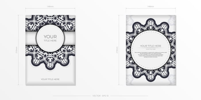Vintage vector postcards in white color with abstract patterns. Invitation card design