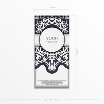 Vintage Vector White color postcard template with abstract patterns. Print-ready invitation design with vintage ornaments.