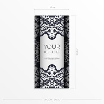 Vintage White postcard preparation with abstract ornament. Vector Template for printing design invitation card with vintage patterns.