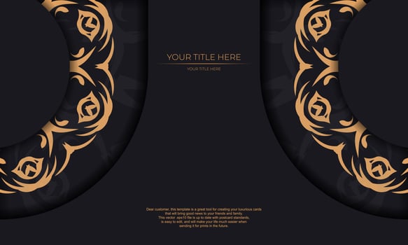 Black background with abstract vintage ornaments and place for your text. Invitation card design with vintage ornament. vector